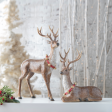 Deer w Bell Wreath Figurine (Set of 2) Fashion