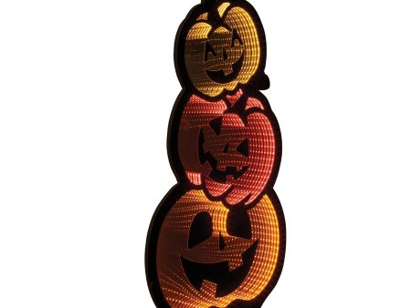 Triple Jack-o-Lantern Infinity Light 35.5 H Acrylic w UL Plug Cheap