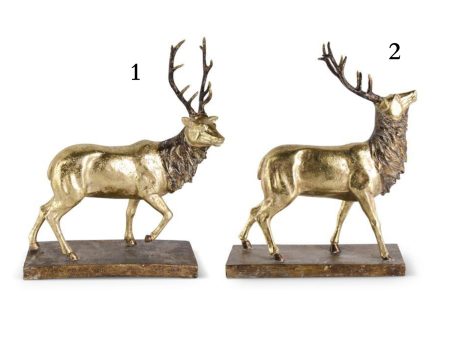 Standing Resin Elk w Antiqued Gold Finish (2 styles - sold individually) For Discount