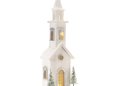 LED Church 8.5 L x 24 H Wood 3 AA Batteries Not Included USB Cord Included Online Sale