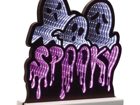 Triple Ghost Spooky Infinity Light 12 L x 12.5 H Acrylic w UL Plug Supply