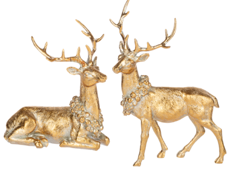 Gold Deer Figure Pair (Set of 2) Supply